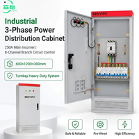 Armoire de distribution d'énergie et panneau de commande triphasé 400V robuste CHNT, pré-câblée en usine, avec disjoncteur 250A et 8x63A, qualité industrielle