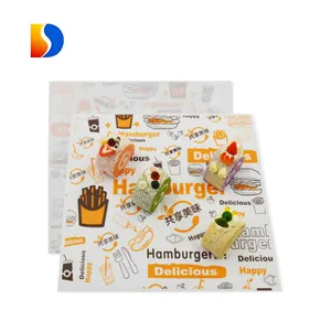 custom greaseproof paper food grade wax paper print wax paper sheets for burger wrapping