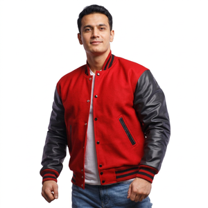 Men Letterman Baseball School Team Varsity <b>Jacket</b> Black Wool and Black Real Leather Sleeves BlackWhite <b>Lines</b> - Product Image 1