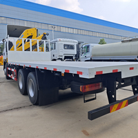 Camion plateau personnalisable FAW 6x4 avec grue à flèche pliante SQZ132, grue de chargement 6/7/8/10 tonnes, camion de transport de conteneurs à vendre