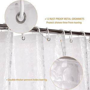 Rideau <span class=keywords><strong>de</strong></span> douche transparent classique en EVA écologique, motif galets, 72x72 pouces, imperméable, résistant à la moisissure, avec 12 crochets pour salle <span class=keywords><strong>de</strong></span> bain - Product Image 5