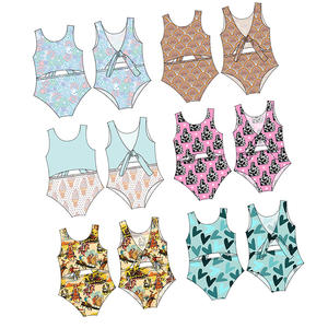 Wholesale Western Print <strong>Girl</strong> Swimsuit Double Layer Baby One Pieces Swim Wear Custom Pattern Kids <strong>Bathing</strong> <strong>Suit</strong> - Product Image 1