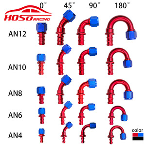 Hoso ขั้วต่อท่อน้ำมันอลูมิเนียมอัลลอยด์สำหรับแต่งรถแข่ง AN4 AN6 AN8 AN12 AN10 0 45 90 180องศาสีน้ำเงินสีแดง - Product Image 1
