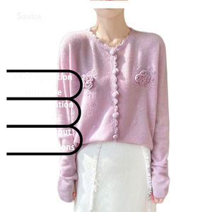 Cárdigan de Punto <span class=keywords><strong>Lila</strong></span> para <span class=keywords><strong>Mujer</strong></span> con Adorno Floral 3D y Botones - Product Image 1