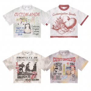 T-shirt Snow Wash da uomo 300gsm 100% cotone grigio effetto sbiadito con stampa grafica Moth Eaten, vestibilità ampia, streetwear - Product Image 1