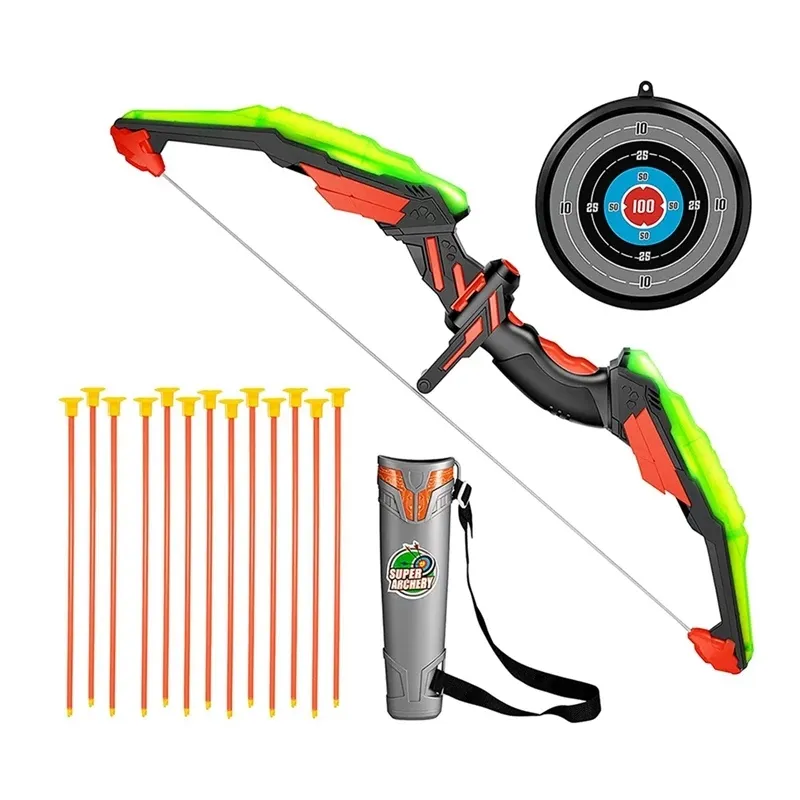 Outdoor Sport Shooting Game Sucker Target Competitive Interesting Archery Bow And Arrow Archery Toy Set For Kids With Luminous