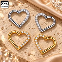 Vente en gros Bijoux de piercing en Titane ASTM F136 : Anneau de nez, Boucle d'oreille Daith Cœur, Anneau segmenté articulé pour Cartilage, Tragus, Hélix, avec Zircon