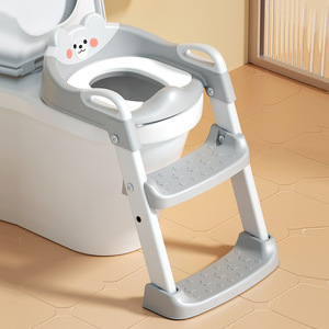 Échelle de Propreté Pliable pour Bébé en Plastique à Motif Dessin Animé, Siège de Toilettes pour Enfants avec Accoudoirs, Idéale pour la Salle de Bain - Product Image 1