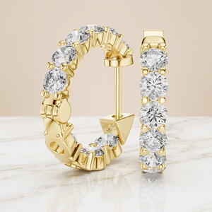 Wholesale 2.70mm Round Lab Grown Diamond <b>Hoop</b> <b>Earrings</b> in 14K/18K Rose Gold - Product Image 3