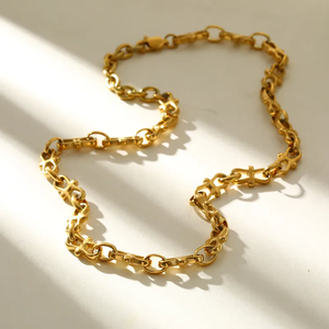 Collar de Cadena de Cable con Línea Geométrica Simple de Acero Inoxidable 304 Chapado en Oro de 18K de Moda para Mujer, Joyería Minimalista - Product Image 4