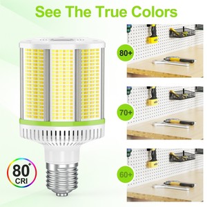 Ampoule LED Corn 80W/60W/48W, base E39, grande base Mogul, lampe LED COB 12000Lm pour garage, entrepôt, usine, atelier, rue, cour arrière - Product Image 6