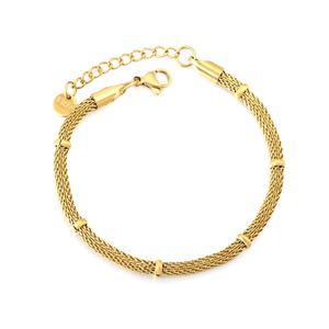 Bracelet en maille texturée en acier inoxydable plaqué or 18 carats 2026, style minimaliste et épais, pour femme - Product Image 1