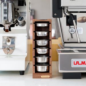 Watchget Wooden Coffee Storage Rack 6 Tier Stainless Steel <b>Containers</b> For Coffee Beans And Grounds Desktop Organizer - Product Image 1