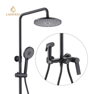 Черный латунный душевой набор с биде распылителем душевой системы - Product Image 1