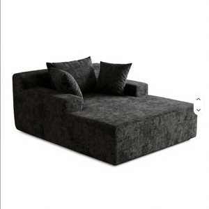 Canapé d'angle moderne en tissu capitonné gris foncé pour salon, chambre et hôtel - Product Image 1
