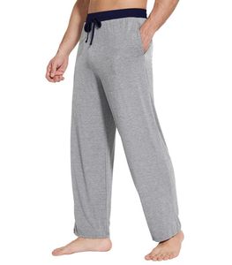 Stock Clearance <b>Men's</b> Bamboo Pajamas Sleep Bottoms Solid Blue Casual Lounge <b>Pants</b> Wholesale In-Stock Ready To Ship Sleepwear - Product Image 2