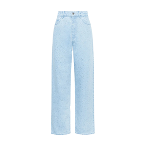 Su misura produzione a vita alta Jeans in Denim colore blu <span class=keywords><strong>donna</strong></span> <span class=keywords><strong>pantaloni</strong></span> in Denim a gamba dritta con strass lucido Jeans - Product Image 2