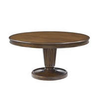Table à manger classique américaine ronde en bois massif avec piétement en colonne cannelée traditionnelle, meubles de salle à manger pour la maison et l'hôtel