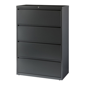 Meubles de rangement de documents modernes de grande capacité classeur latéral en métal à 4 tiroirs avec barre de classeur de bureau à serrure - Product Image 1