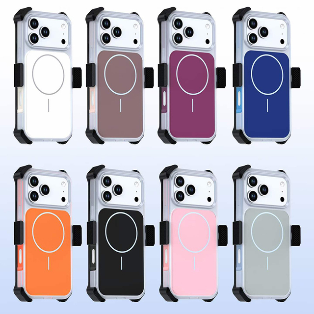 3 in 1 Heavy Duty Magnetic Case Holster Belt Clip Outdoor Sports Mobile Phone Case for iPhone 18 Pro 16 17 Pro Max Rugged Cover