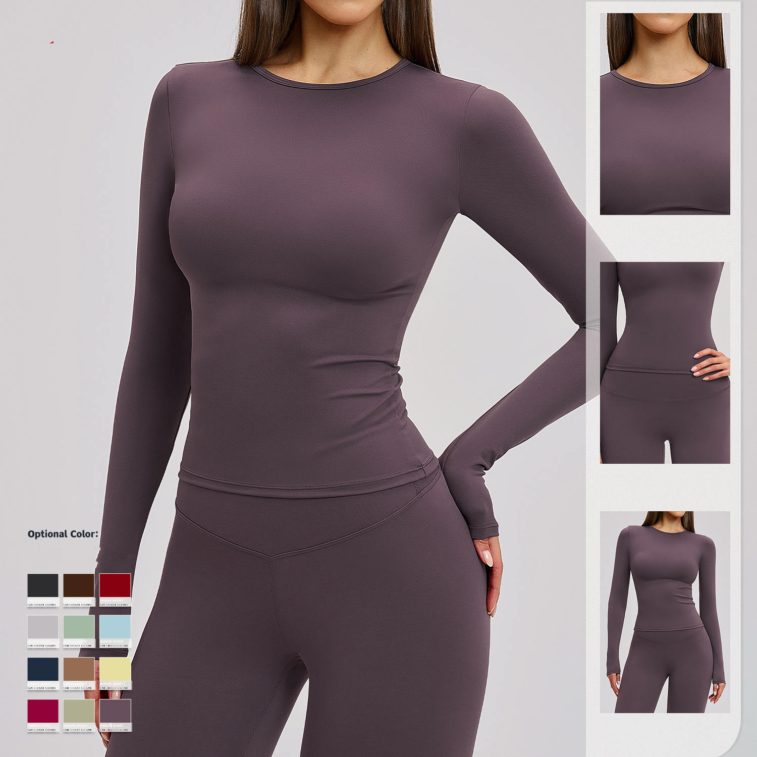 Women's Long Sleeve Breathable Lightweight Four-Way Stretch Compression T-Shirt for Sports Yoga Gym Fitness Active Athletic Wear