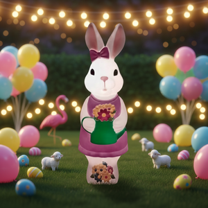 Garden Decoration PP Bunny Easter Ornament Cartoon <b>Animal</b> Rabbit Outdoor Rabbit LED Lights - Product Image 3