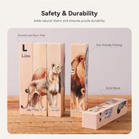 Jouets éducatifs en bois pour animaux, 4 en 1, animaux en bois épais, petits objets décoratifs, ornements, décoration
