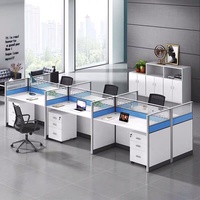 Estación de Trabajo Modular en Forma de L para 6 Personas, con Paneles de Tela, para Oficinas Abiertas, Venta al Por Mayor