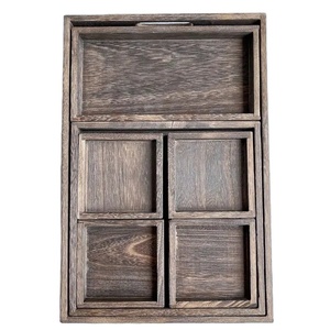 Display personalizzato a base di frutta e cibo tavolo resistente scatola di legno per la colazione <span class=keywords><strong>set</strong></span> di vassoi con manico - Product Image 1