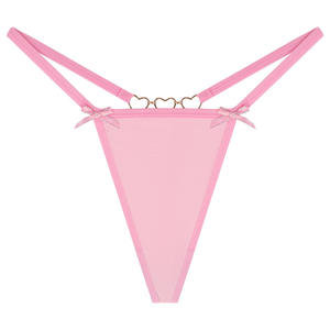 Wholesale Women Sexy <b>Thong</b> Solid Color Low Rise <b>G</b>-<b>string</b> Panties Breathable Soft Underwear Heart Chain Women Panties - Product Image 6