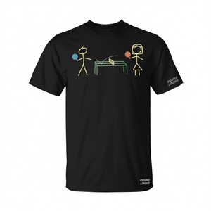 T-shirt de sport de tennis de table unisexe pour adulte à manches courtes et col rond avec impression sérigraphiée - Product Image 2