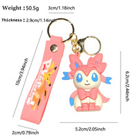 Vente en gros de porte-clés Pokemon Eeveelutions, figurine 3D en PVC, Eevee Sylveon Umbreon, pendentif, cordon en silicone, accessoires pour clés de voiture