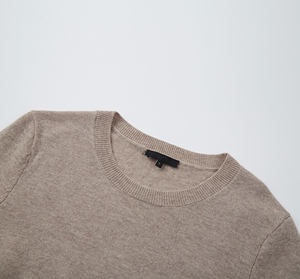 OEM низкая цена, Женский кашемировый пуловер из мериносовой шерсти с круглым вырезом, вязаный пуловер с логотипом, размер на заказ, платье-свитер с круглым вырезом - Product Image 2