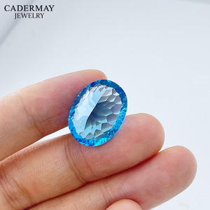 Cadermay Natural Blue Topaz Oval Loose Stone For Jewelry Making With Certificate - Product Image 4