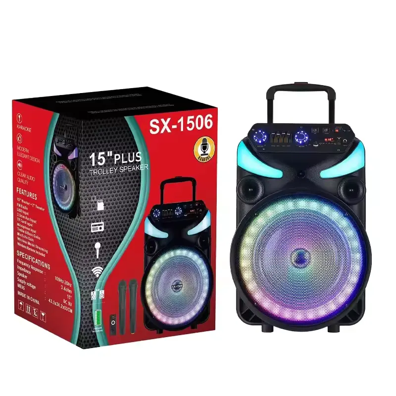 Alto-falante bluetooh portátil de alta potência para celular, subwoofer com microfone sem fio para festas e karaokê ao ar livre, novo TTD1505