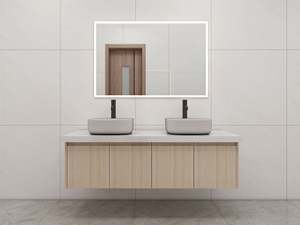 Meuble-lavabo mural moderne avec miroir et lavabo en céramique pour usage hôtelier - Product Image 6