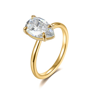 Anillo Abierto de Plata de Ley S925 con Moissanita en Forma de Pera, Diseño Minimalista de Lujo Ligero, Anillo de Compromiso y Boda para el Dedo Índice - Product Image 1