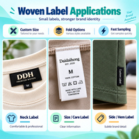 Étiquettes tissées écologiques personnalisées 100 % premium imprimées, carrées, avec pli de finition au col, pour vêtements, sacs et chaussures, avec logo de marque