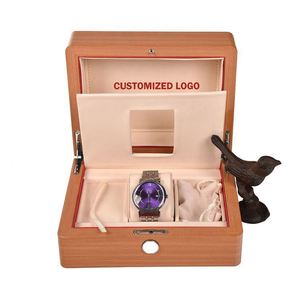 En stock, vente en gros, boîte d'emballage pour montre en bois avec logo personnalisé, boîte en bois - Product Image 2