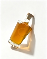 Bouteille à liqueur en verre transparent, vente en gros et logo personnalisé, corps rond, bouchon en liège, gravure givrée, 500ml 700ml 750ml, spiritueux, best-seller