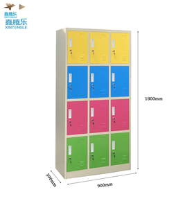 4 tầng <span class=keywords><strong>12</strong></span> Cửa Knock-down sắt Nhân Viên Tủ khóa tủ kim loại đầy màu sắc để sử dụng ngoài trời cho nhân viên hồ bơi - Product Image 3