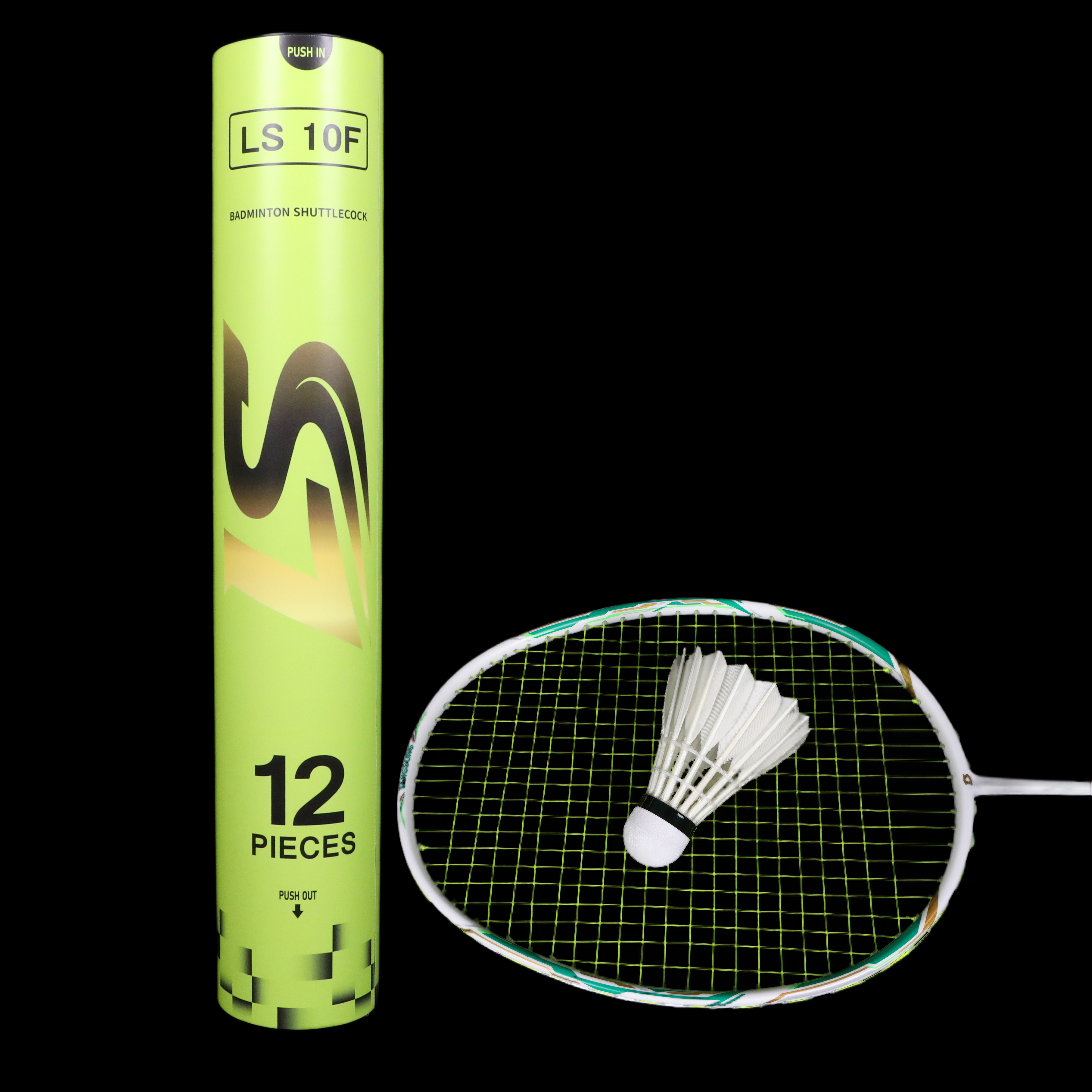 LS10F LINGSHANG Professional Team Badminton Shuttlecock High Durability Flight Stability Class Goose Feather White 2-Layer