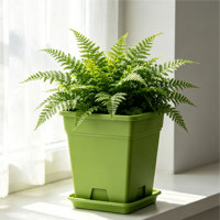 Pot de fleurs carré en plastique PP avec trou de drainage, design minimaliste durable, capacité de 14,13 L pour plantes d'intérieur et utilisation en extérieur
