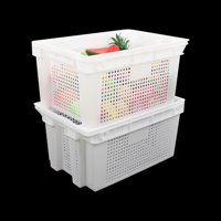 Caisse en plastique ventilée robuste JOIN, perforée et empilable, pour le stockage des fruits, des légumes et la logistique d'entrepôt