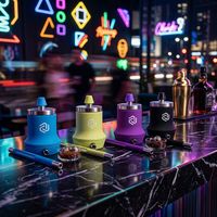 Chicha électronique portable mini de voyage, type droit, en acier inoxydable givré moderne, personnalisable, multicolore
