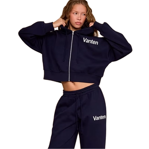 New Autumn Women's <b>Zip</b>-<b>Up</b> <b>Hoodie</b>, Casual Print, Breathable, 320 GSM Flannel, Cotton Blend <b>Cropped</b> Style - Product Image 5