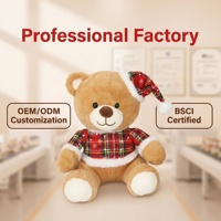 Boneka Beruang Teddy Plushie Natal Bermotif Kotak-kotak 25cm, 2 Warna Coklat Muda Coklat Tua, Bersertifikat BSCI dari Pabrik