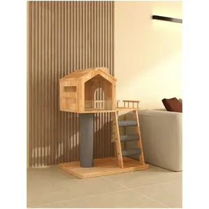 Gatto di alta qualità condominio in legno gatto albero scratcher grande lusso carino a buon mercato gatto torre con amaca di grande spazio