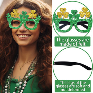 Lunettes de trèfle pour enfants pour la Saint-Patrick, vente chaude, tissu pailleté or et vert, décorations de fête irlandaise - Product Image 3