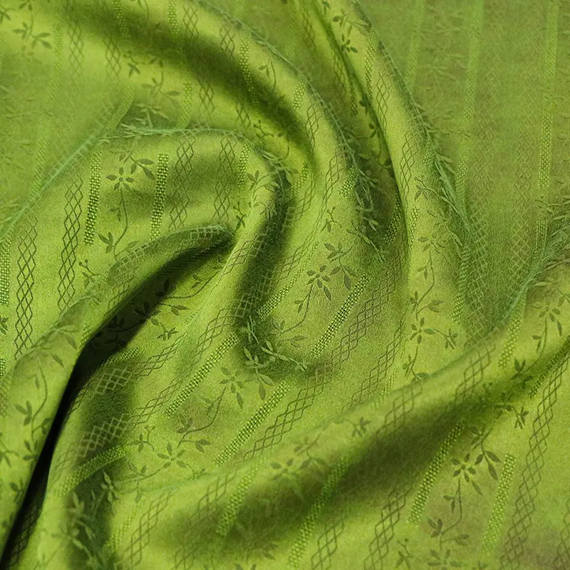 New Style Osmanthus Stretch Silk Lurex Vintage Clothing Design Fabric Satin Jacquard Spandex Silk Fabric